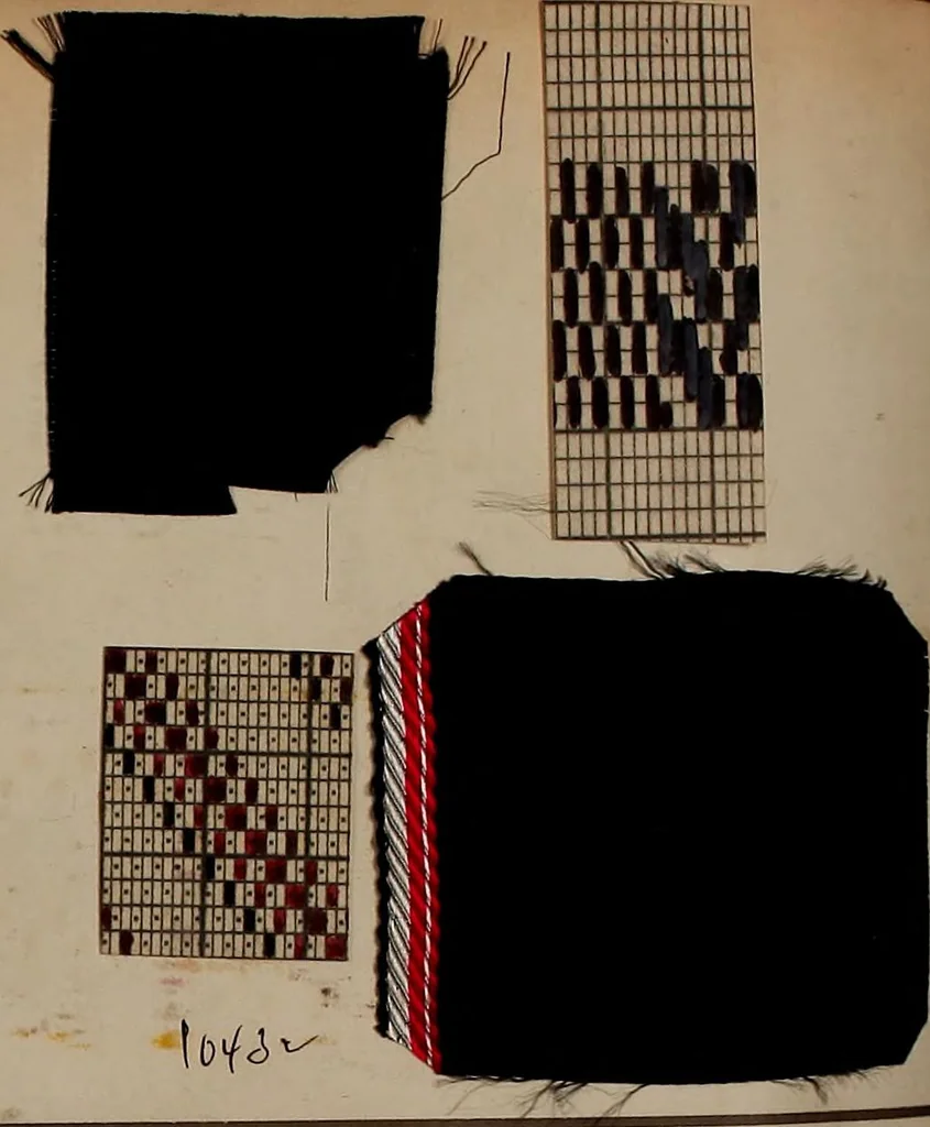 An illustration from [Weaving pattern and sample book, 1900, leaf 105