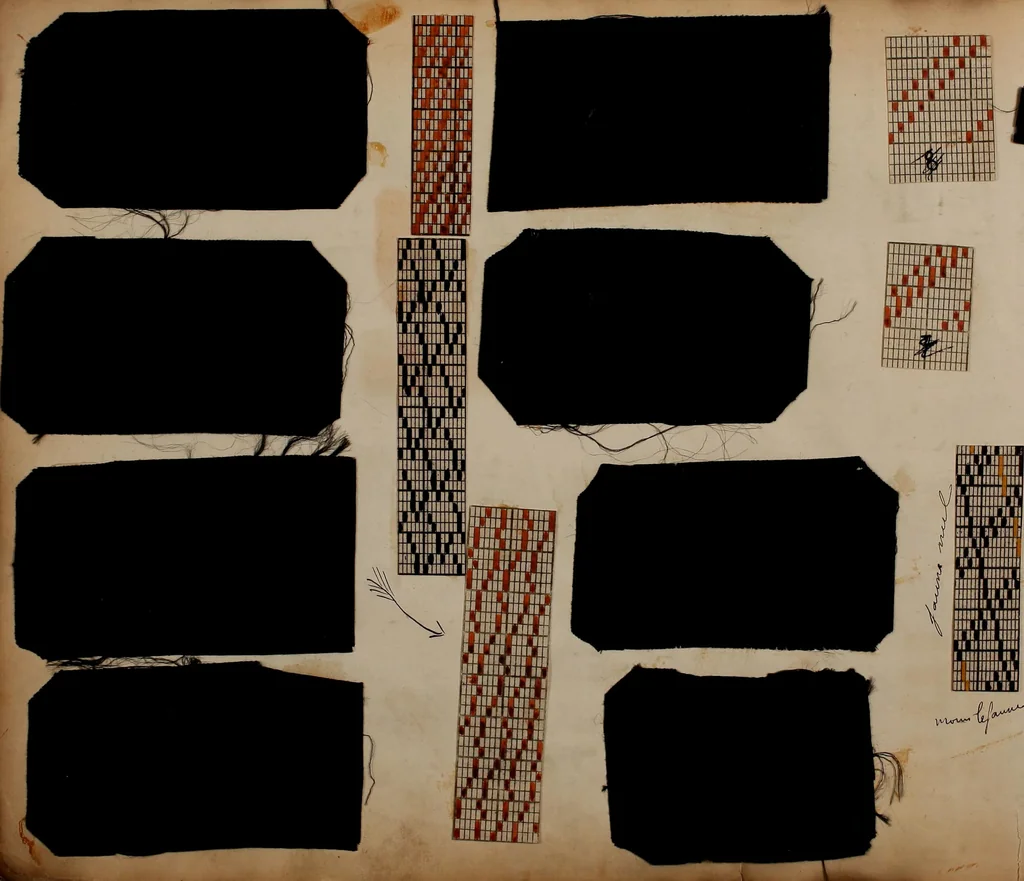 An illustration from [Weaving pattern and sample book, 1900, leaf 113
