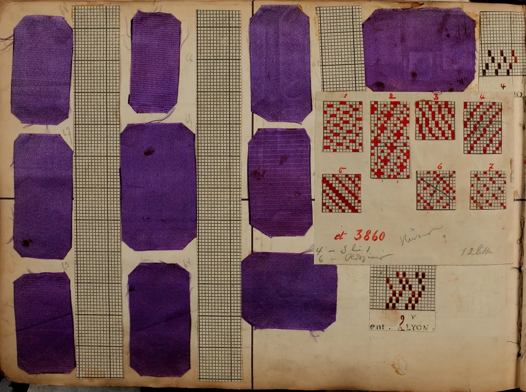 An illustration from [Weaving pattern and sample book, 1900, leaf 129