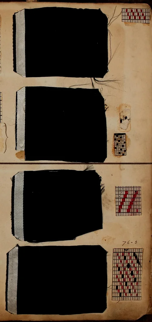 An illustration from [Weaving pattern and sample book, 1900, leaf 136