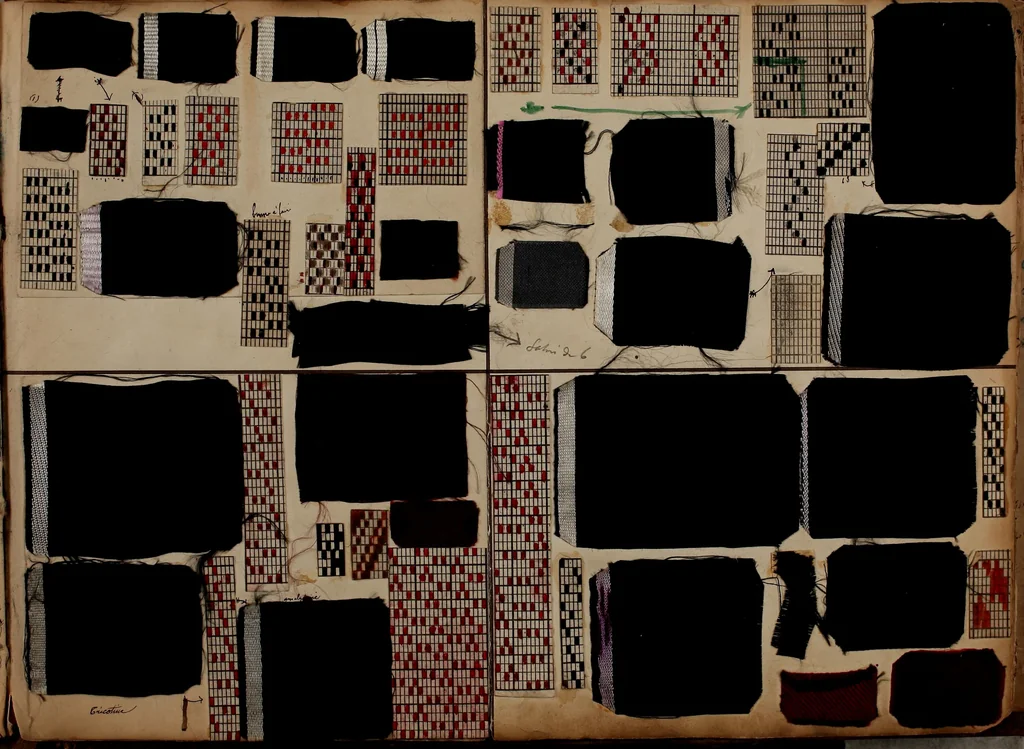An illustration from [Weaving pattern and sample book, 1900, leaf 142