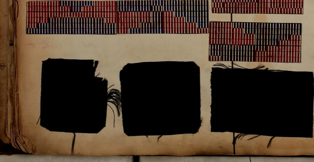 An illustration from [Weaving pattern and sample book, 1900, leaf 23