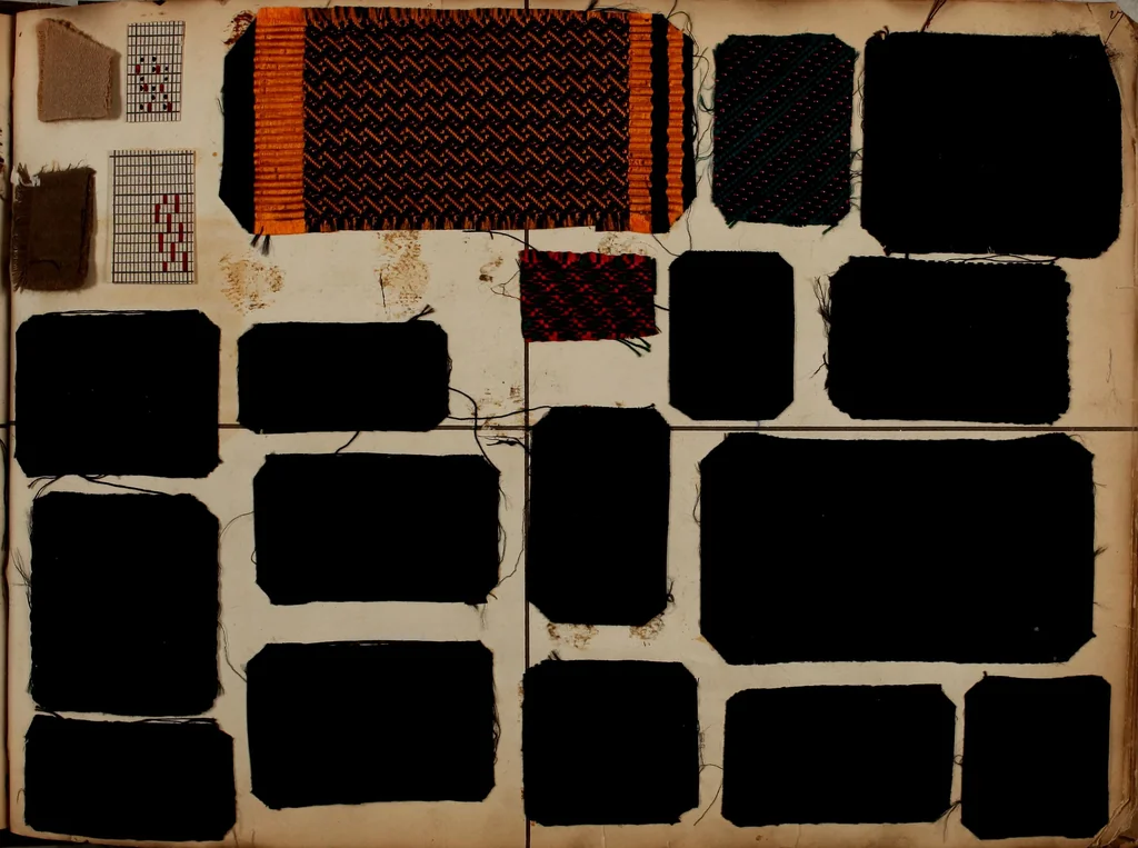 An illustration from [Weaving pattern and sample book, 1900, leaf 52