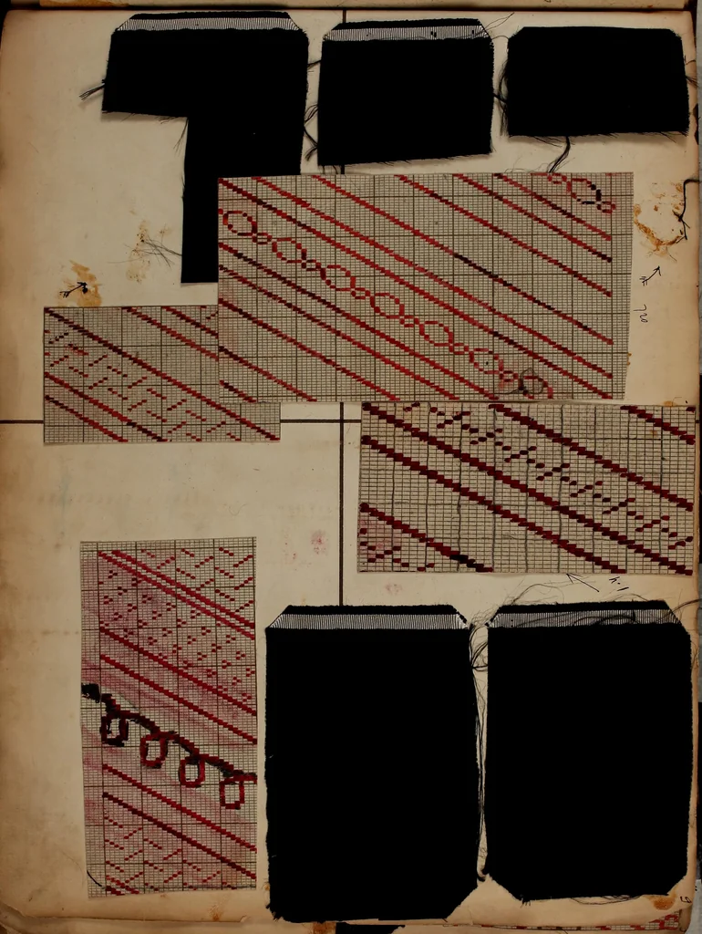 An illustration from [Weaving pattern and sample book, 1900, leaf 62