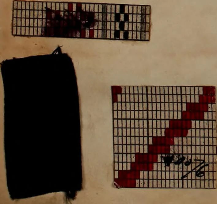 An illustration from [Weaving pattern and sample book, 1900, leaf 71