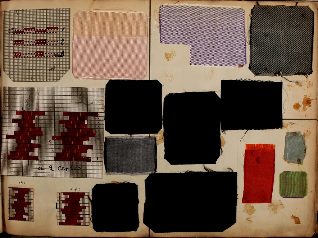 An illustration from [Weaving pattern and sample book, 1900, leaf 96