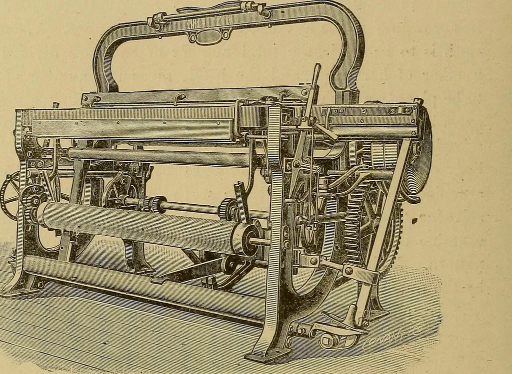 An illustration from Weaving; a practical guide to the mechanical construction, operation, and care of weaving machinery, and all details of the mechanical processes involved in weaving, 1909, leaf 101