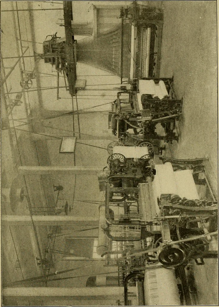 An illustration from Weaving; a practical guide to the mechanical construction, operation, and care of weaving machinery, and all details of the mechanical processes involved in weaving, 1909, leaf 102