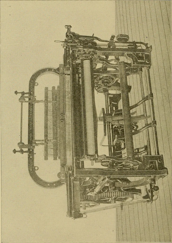 An illustration from Weaving; a practical guide to the mechanical construction, operation, and care of weaving machinery, and all details of the mechanical processes involved in weaving, 1909, leaf 111