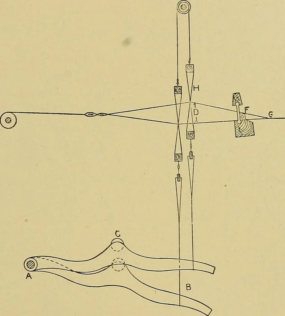An illustration from Weaving; a practical guide to the mechanical construction, operation, and care of weaving machinery, and all details of the mechanical processes involved in weaving, 1909, leaf 116