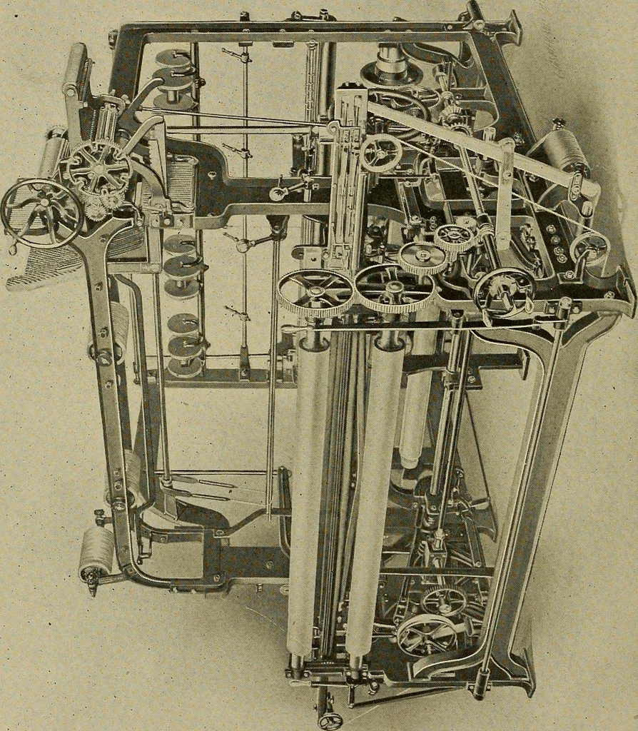 An illustration from Weaving; a practical guide to the mechanical construction, operation, and care of weaving machinery, and all details of the mechanical processes involved in weaving, 1909, leaf 121