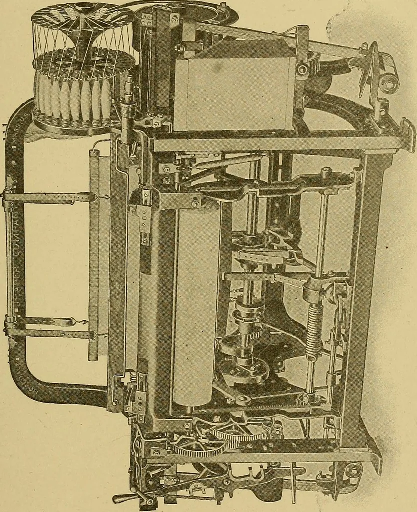An illustration from Weaving; a practical guide to the mechanical construction, operation, and care of weaving machinery, and all details of the mechanical processes involved in weaving, 1909, leaf 130