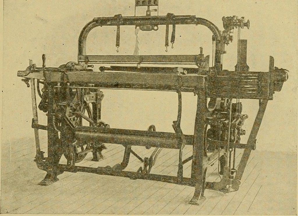 An illustration from Weaving; a practical guide to the mechanical construction, operation, and care of weaving machinery, and all details of the mechanical processes involved in weaving, 1909, leaf 196
