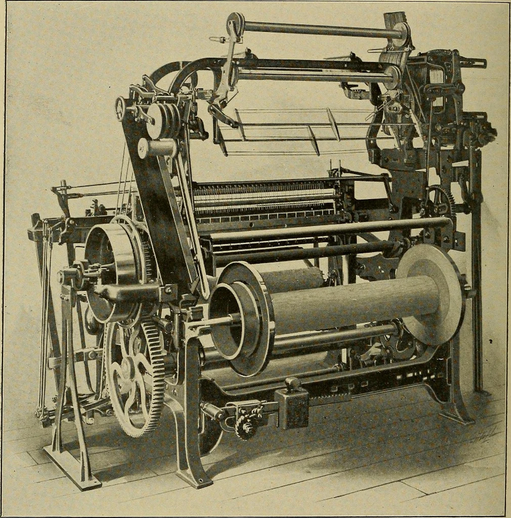An illustration from Weaving; a practical guide to the mechanical construction, operation, and care of weaving machinery, and all details of the mechanical processes involved in weaving, 1909, leaf 209