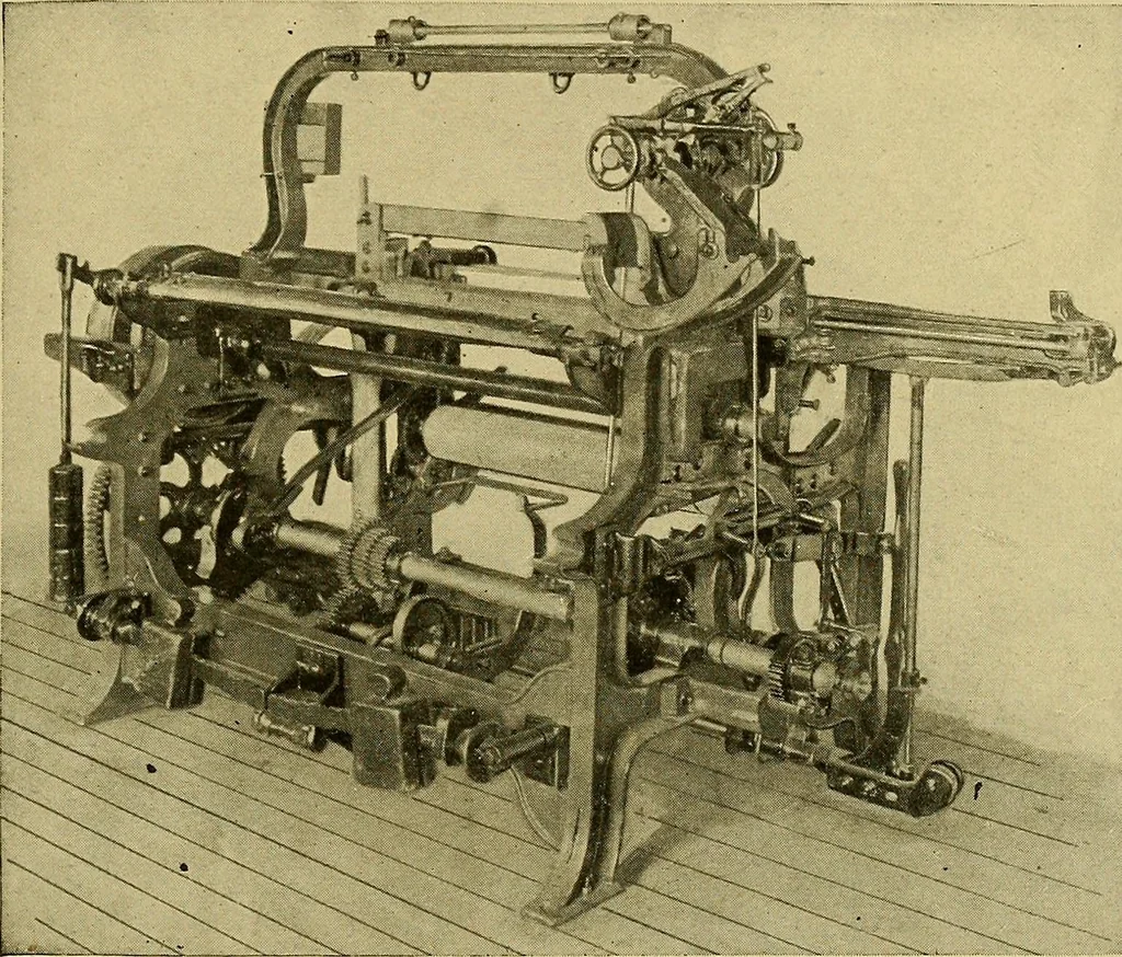 An illustration from Weaving; a practical guide to the mechanical construction, operation, and care of weaving machinery, and all details of the mechanical processes involved in weaving, 1909, leaf 218