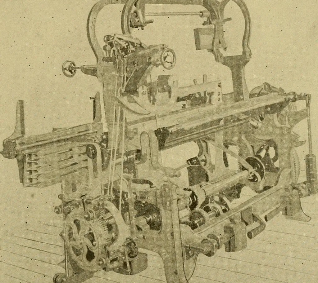 An illustration from Weaving; a practical guide to the mechanical construction, operation, and care of weaving machinery, and all details of the mechanical processes involved in weaving, 1909, leaf 220