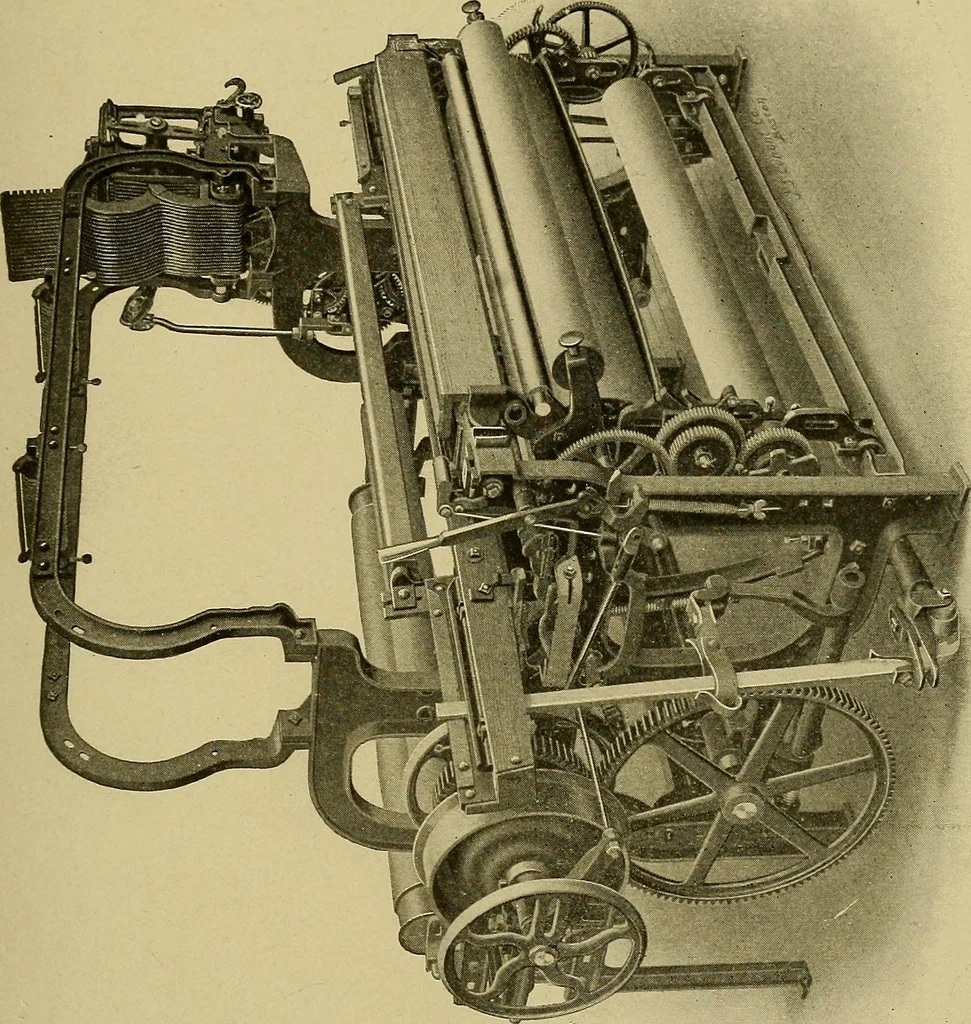 An illustration from Weaving; a practical guide to the mechanical construction, operation, and care of weaving machinery, and all details of the mechanical processes involved in weaving, 1909, leaf 226