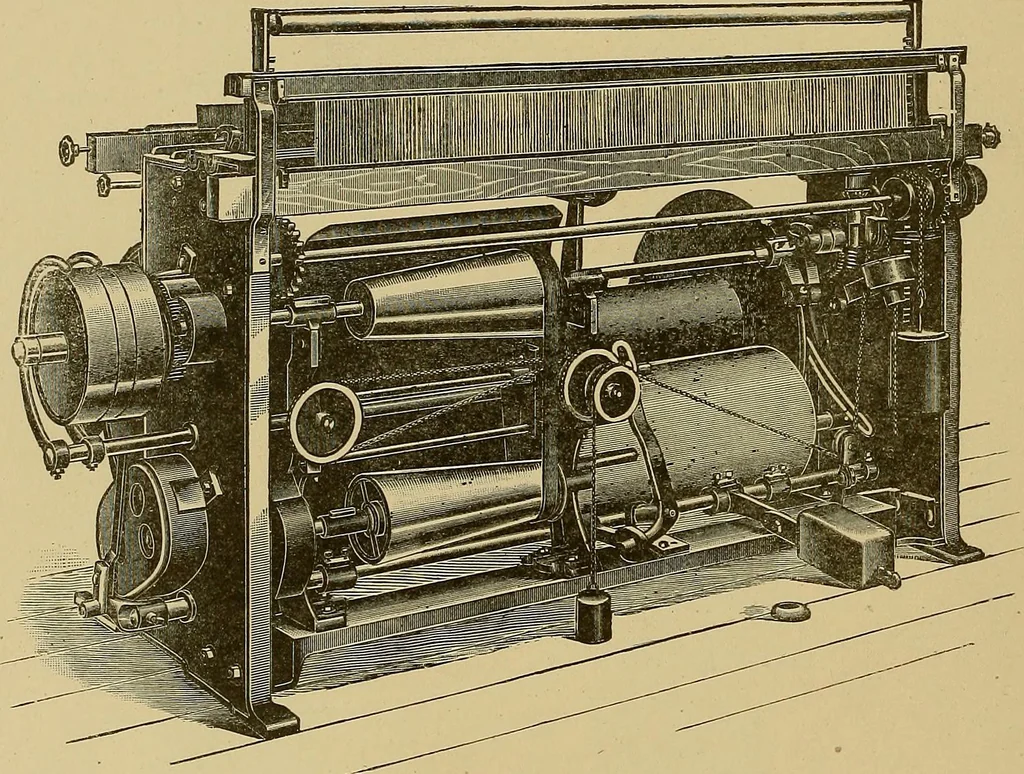 An illustration from Weaving; a practical guide to the mechanical construction, operation, and care of weaving machinery, and all details of the mechanical processes involved in weaving, 1909, leaf 27