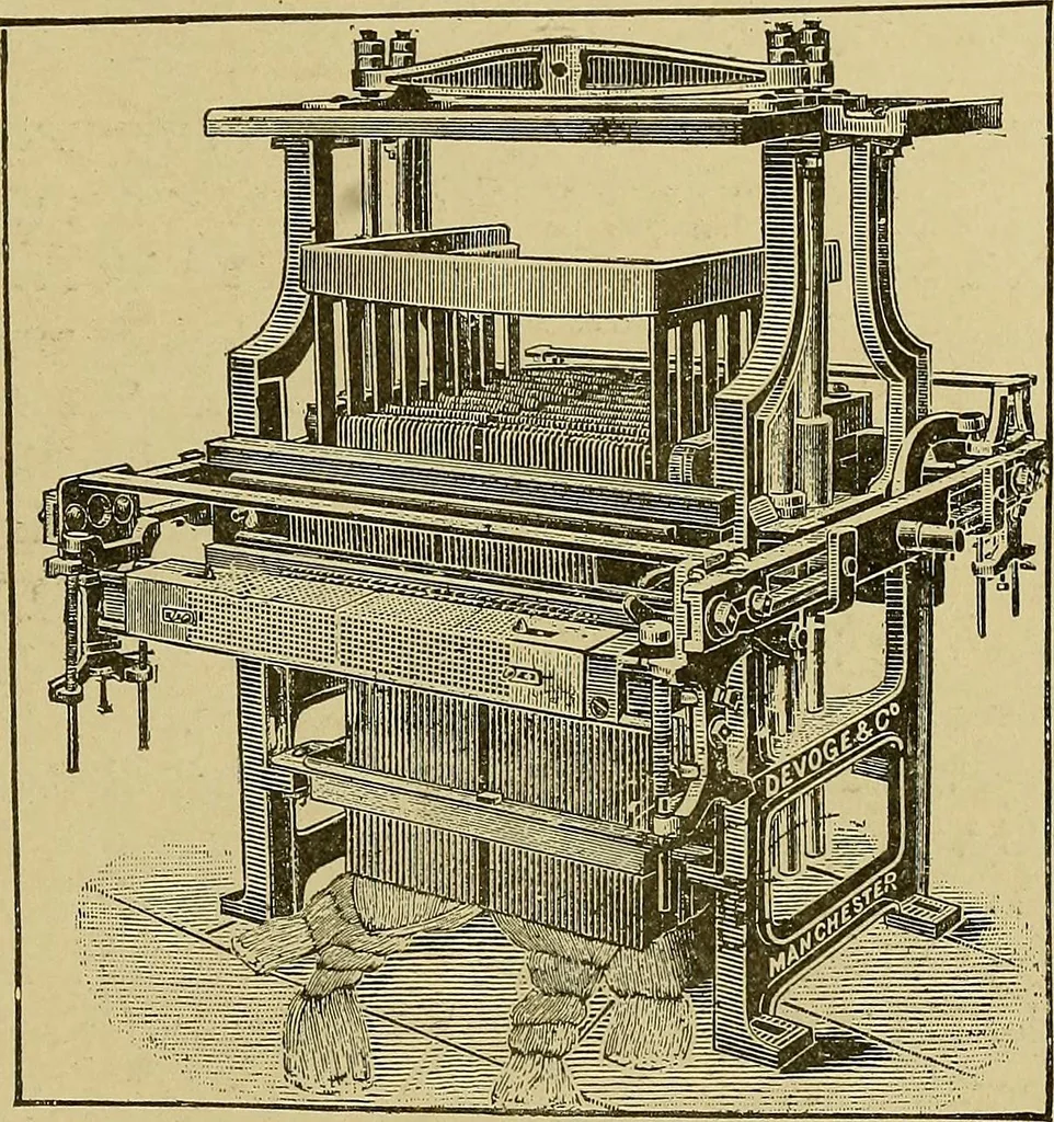 An illustration from Weaving; a practical guide to the mechanical construction, operation, and care of weaving machinery, and all details of the mechanical processes involved in weaving, 1909, leaf 334