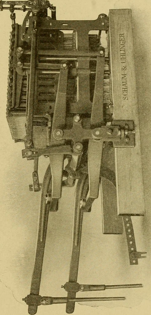 An illustration from Weaving; a practical guide to the mechanical construction, operation, and care of weaving machinery, and all details of the mechanical processes involved in weaving, 1909, leaf 336