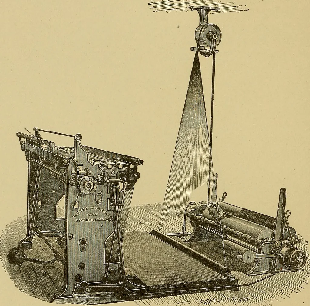 An illustration from Weaving; a practical guide to the mechanical construction, operation, and care of weaving machinery, and all details of the mechanical processes involved in weaving, 1909, leaf 39