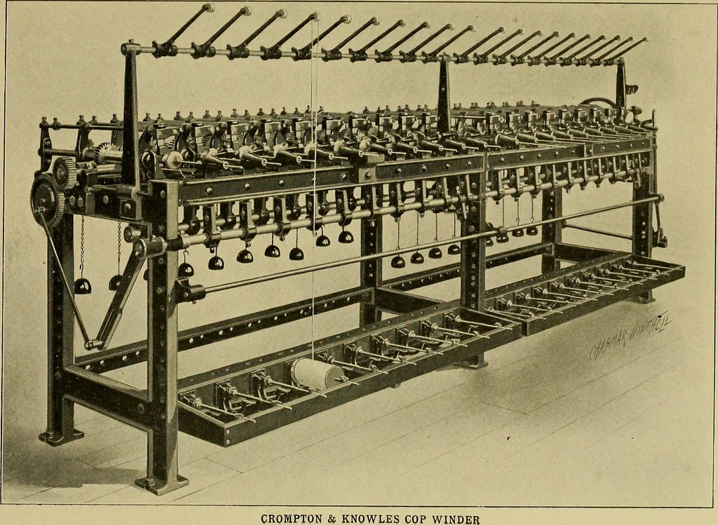 An illustration from Weaving; a practical guide to the mechanical construction, operation, and care of weaving machinery, and all details of the mechanical processes involved in weaving, 1909, leaf 66