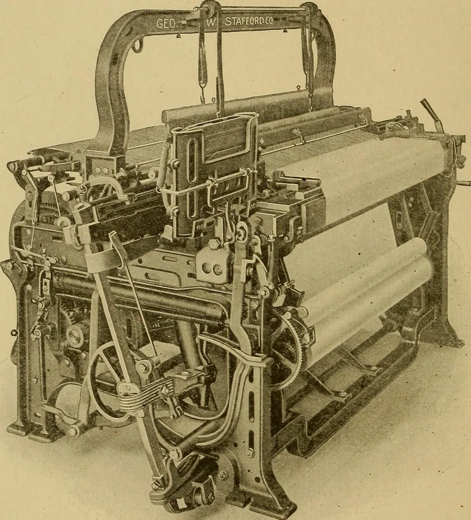 An illustration from Weaving; a practical guide to the mechanical construction, operation, and care of weaving machinery, and all details of the mechanical processes involved in weaving, 1909, leaf 93