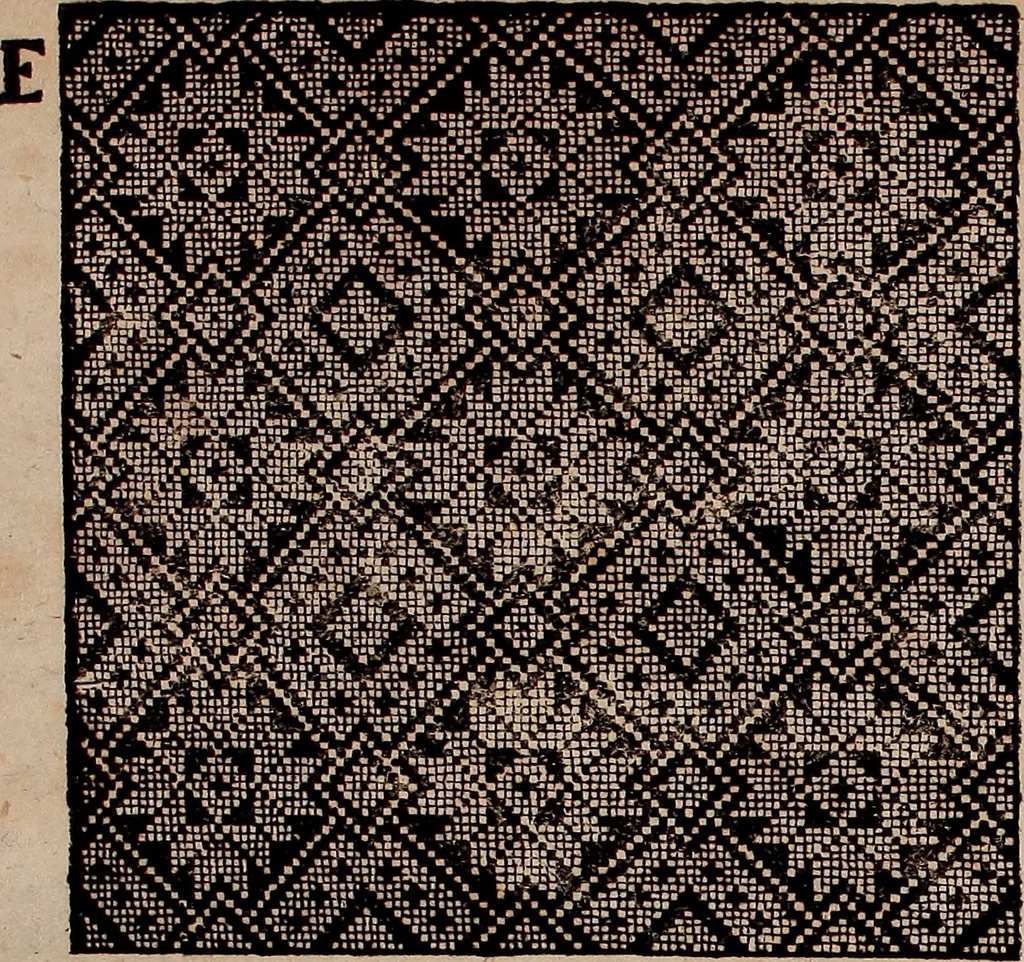 An illustration from Nützliches in lauter auserlesenen, wohl-approbirt- und meistentheils neu-inventirten Mustern bestehendes, Weber-Bild-Buch : als, zwey und siebenzig gesteinten Zeichnungen, von 15. bis auf 40. schäfftig und 32. Stück 16. und 20. schäfftigen Hin- und Wieder-Mödel, auch allerhand der nettesten Gattung von roth-gestreifften Arbeiten, sammt denen dazu gehörigen Zügen und Schnürungen : ingleichen allerhand nöthigen Bildern, auch Doppel-Kellisch, und einer Art von den Damast-Boden, 8. Flügel auf einen Bruch : dann eine Anweisung, wie sich diese Art Züg und Bilder zu halben Brüchen theilen, zerlegen, auch Doppel-Kellisch-Bilder so, wie man sie zum Gebrauch nöthig, selbst versetzen und verändern kan : wobey auch einer jeden Gattung insonderheit eine schrifftliche Anleitung voran gedruckt worden, 1783, leaf 198