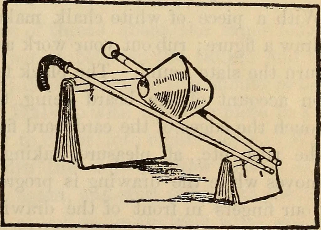 An illustration from Wehman Bros.' new book of one hundred and fifty parlor tricks and games : home-made apparatus, 1905, leaf 12