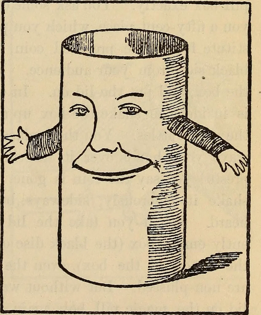 An illustration from Wehman Bros.' new book of one hundred and fifty parlor tricks and games : home-made apparatus, 1905, leaf 16