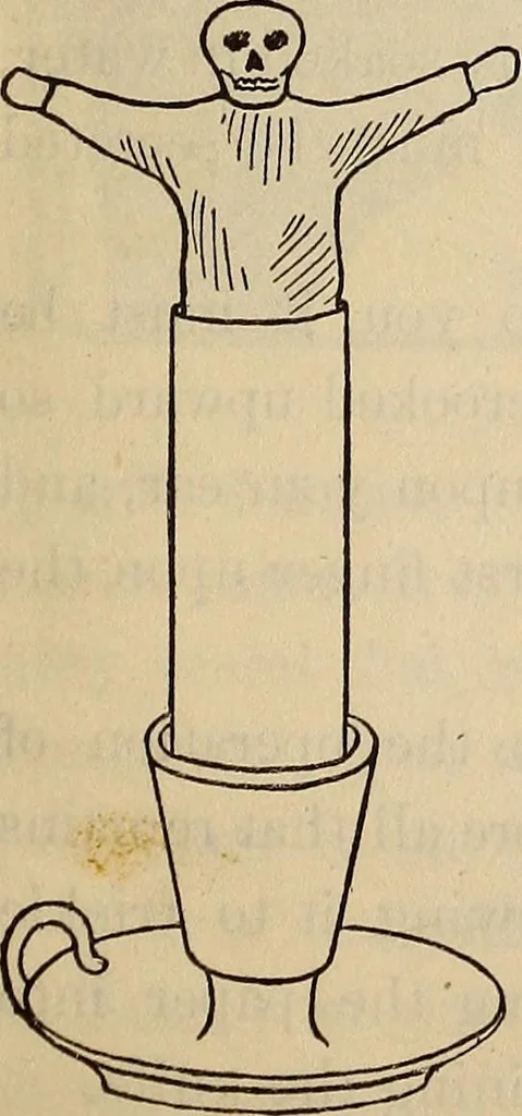 An illustration from Wehman Bros.' new book of one hundred and fifty parlor tricks and games : home-made apparatus, 1905, leaf 32