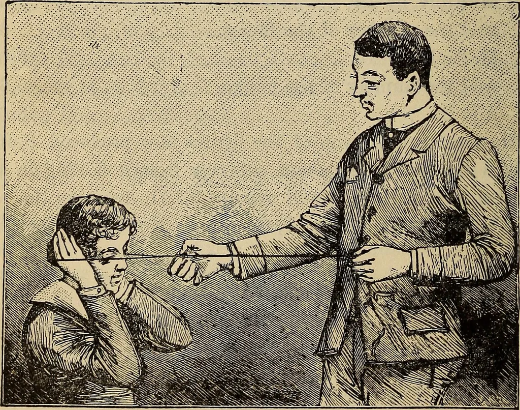 An illustration from Wehman Bros.' new book of one hundred and fifty parlor tricks and games : home-made apparatus, 1905, leaf 51