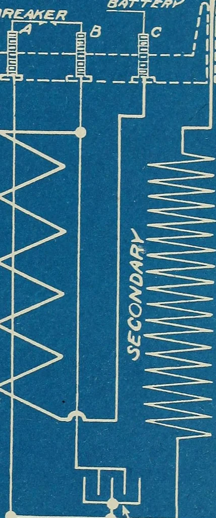 An illustration from Wells' auto-electricians' handbook; a reference book of adjustments, tests, repairs and performance of electric lighting and starting equipment on automobiles, 1922, leaf 414