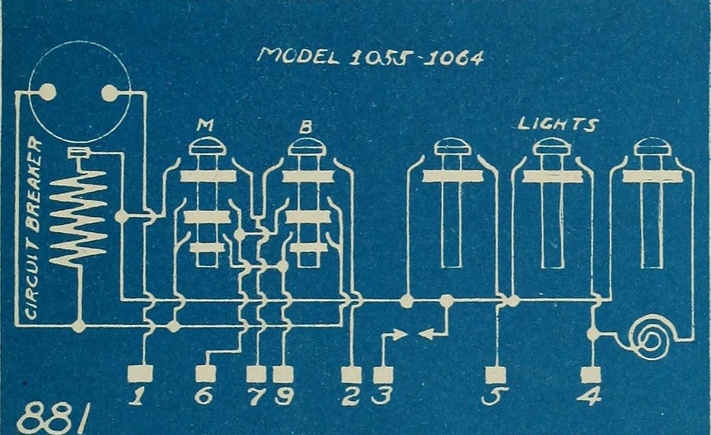 An illustration from Wells' auto-electricians' handbook; a reference book of adjustments, tests, repairs and performance of electric lighting and starting equipment on automobiles, 1922, leaf 454