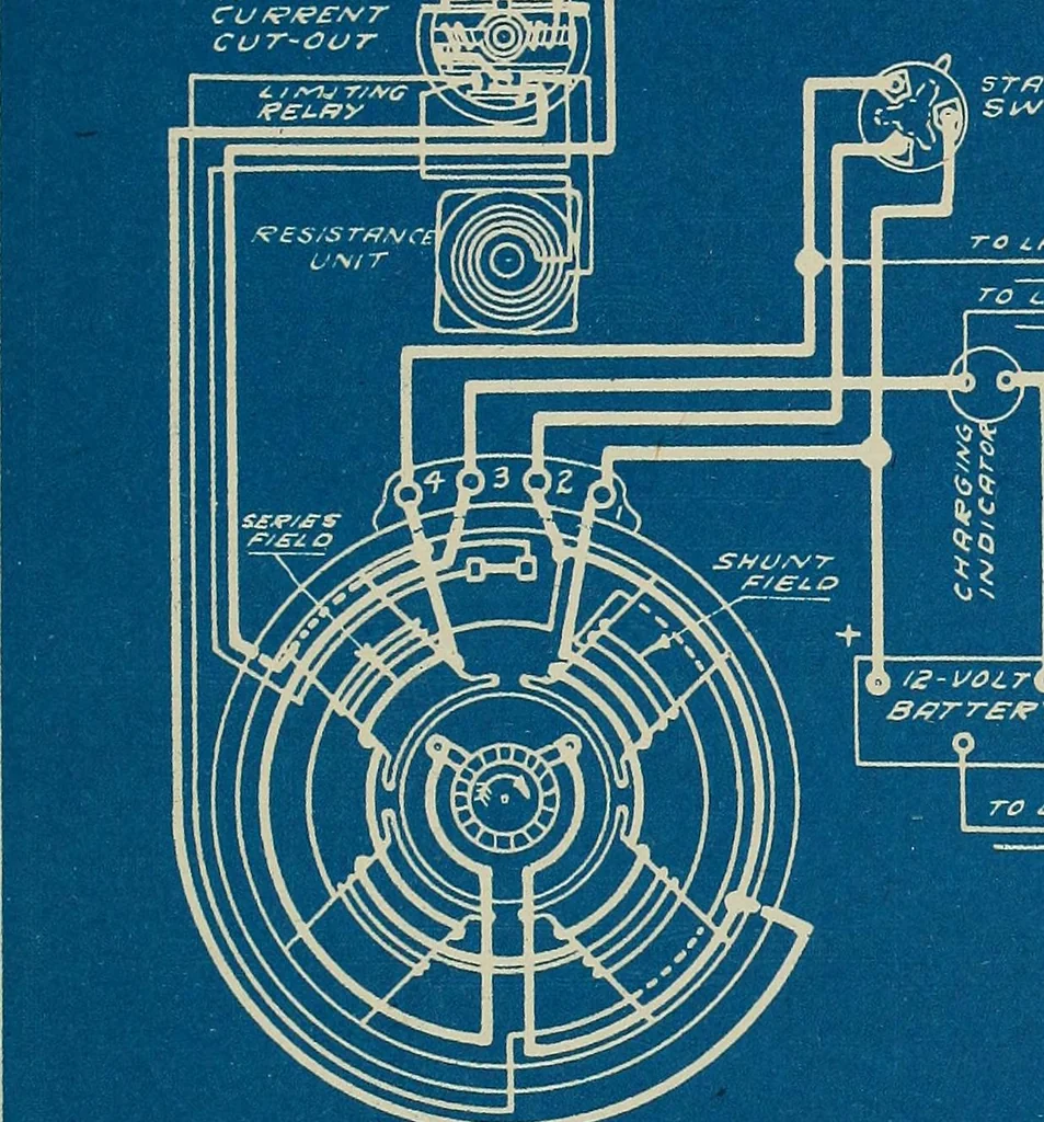 An illustration from Wells' auto-electricians' handbook; a reference book of adjustments, tests, repairs and performance of electric lighting and starting equipment on automobiles, 1922, leaf 526