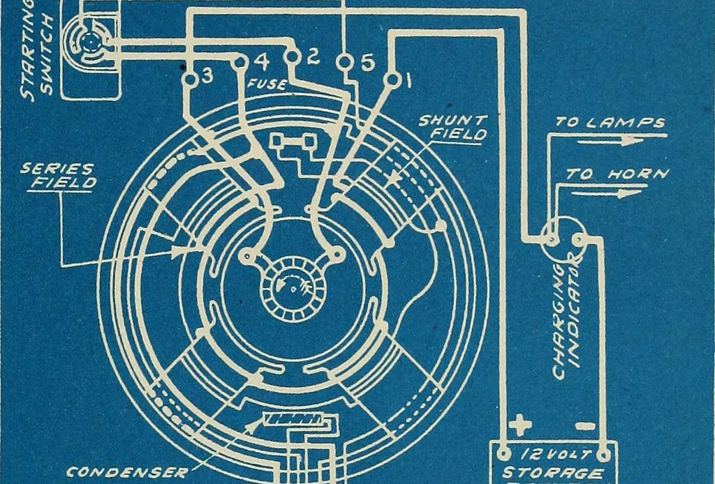 An illustration from Wells' auto-electricians' handbook; a reference book of adjustments, tests, repairs and performance of electric lighting and starting equipment on automobiles, 1922, leaf 526