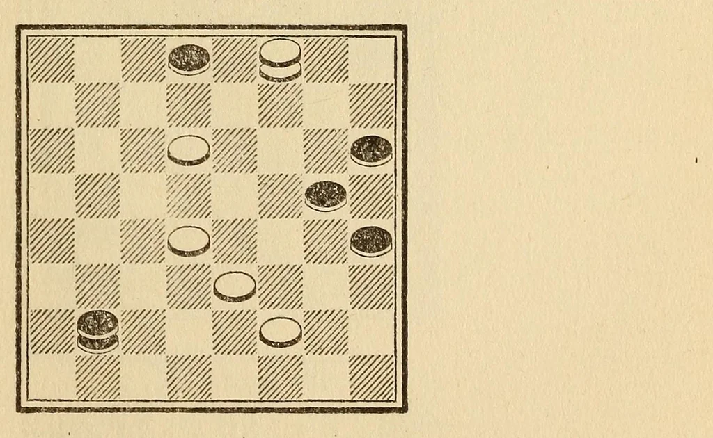 An illustration from Wendemuth's checker companion; a text book for all grades of players, 1922, leaf 135