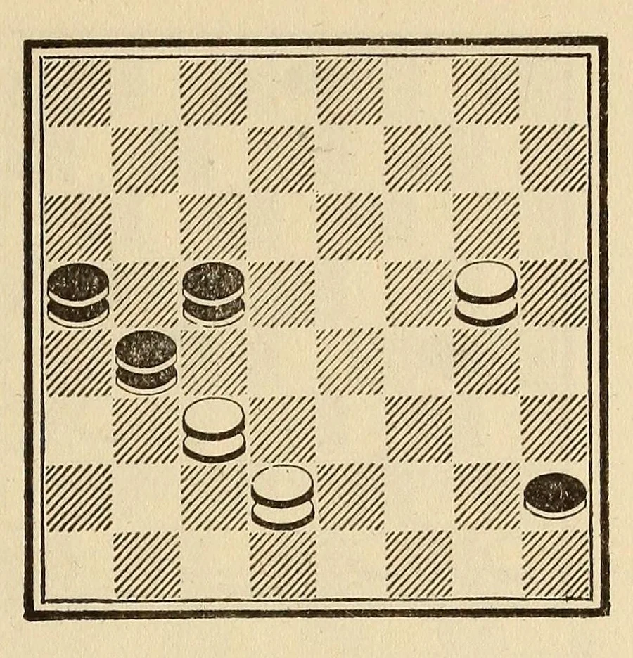 An illustration from Wendemuth's checker companion; a text book for all grades of players, 1922, leaf 149