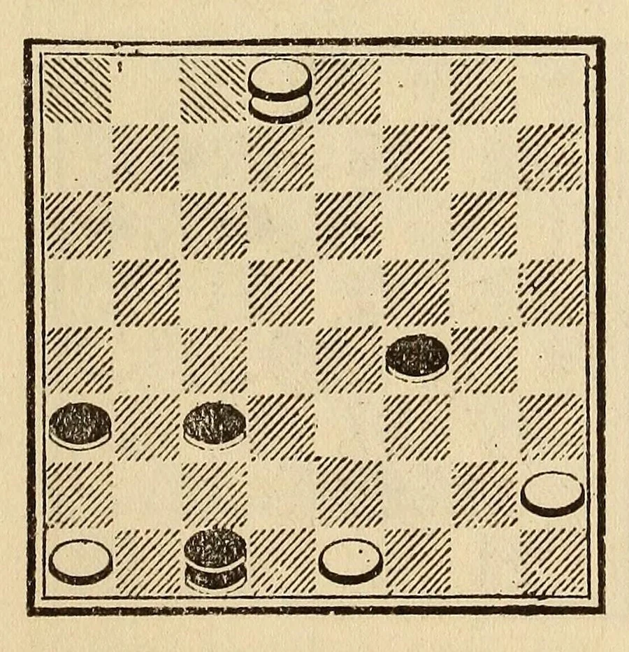 An illustration from Wendemuth's checker companion; a text book for all grades of players, 1922, leaf 157