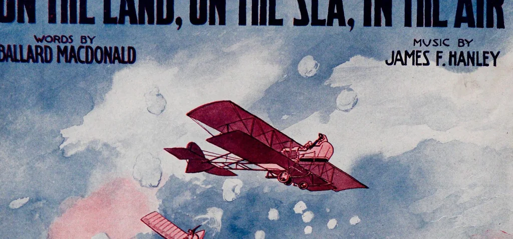 An illustration from We'll be there : on the land, on the sea, in the air, 1917, leaf 1