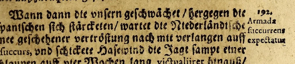 An illustration from West-Indianische Reisse, vnd Beschreibung der Beläg- vnd Eroberung der Statt S. Salvador in der Bahie von Todos os Sanctos inn dem Lande von Brasilia. Welches von Anno i623. bis ins i626. verrichtet worden., 1627, leaf 61