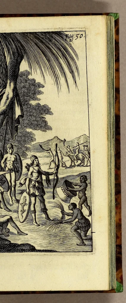An illustration from West-indianische Reissbeschreibung, de An. 1639. biss 1645. von Ambsterdam nach St. Jorius de Mina, ein Castel, in Africa,, 1663, leaf 101