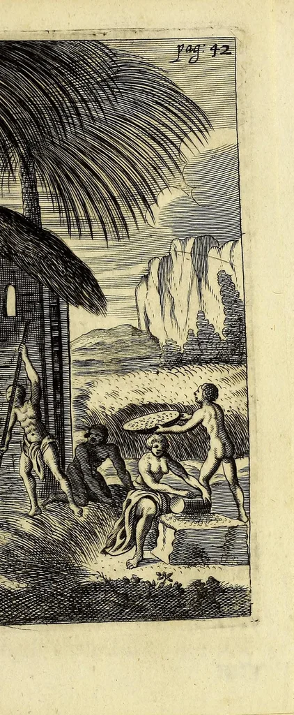 An illustration from West-indianische Reissbeschreibung, de An. 1639. biss 1645. von Ambsterdam nach St. Jorius de Mina, ein Castel, in Africa,, 1663, leaf 91