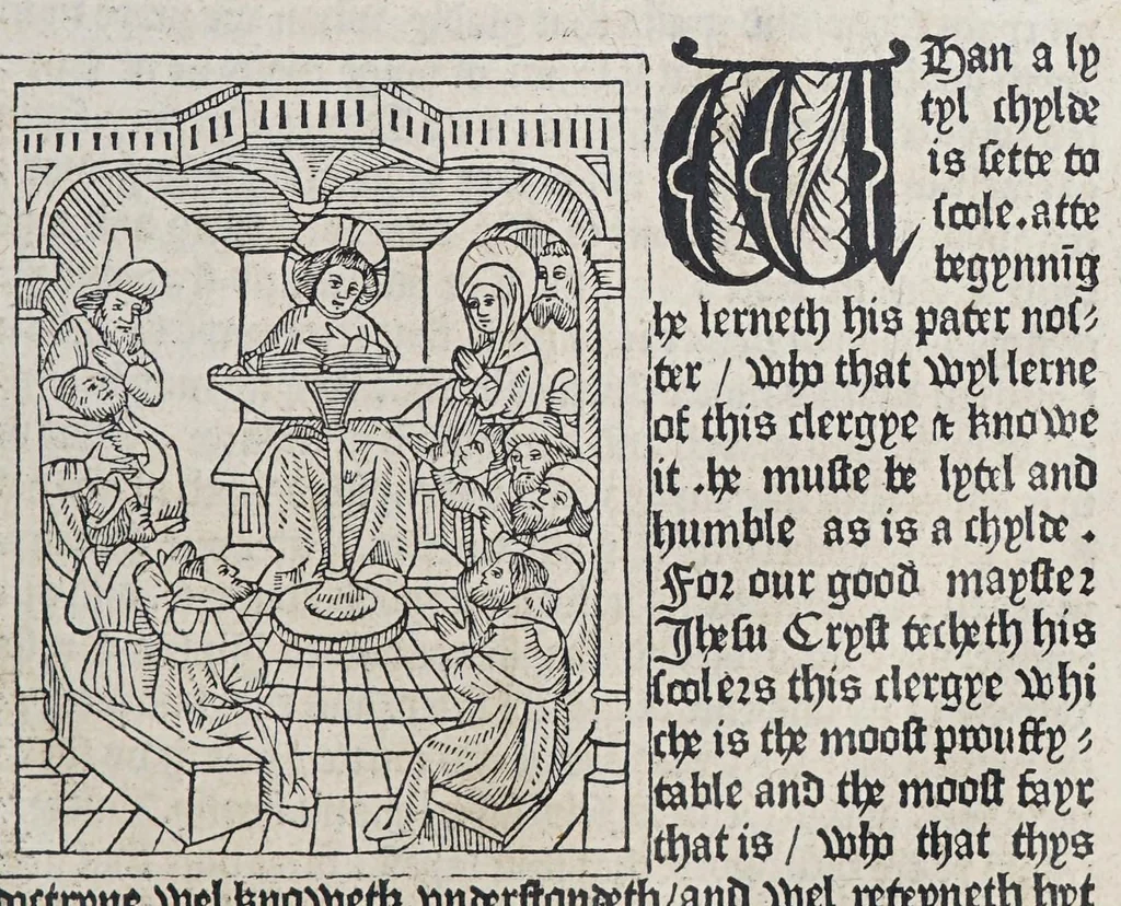 An illustration from Whan I remembre and take hede of the conuersacion of vs that lyue in this wretched lyf, leaf 135
