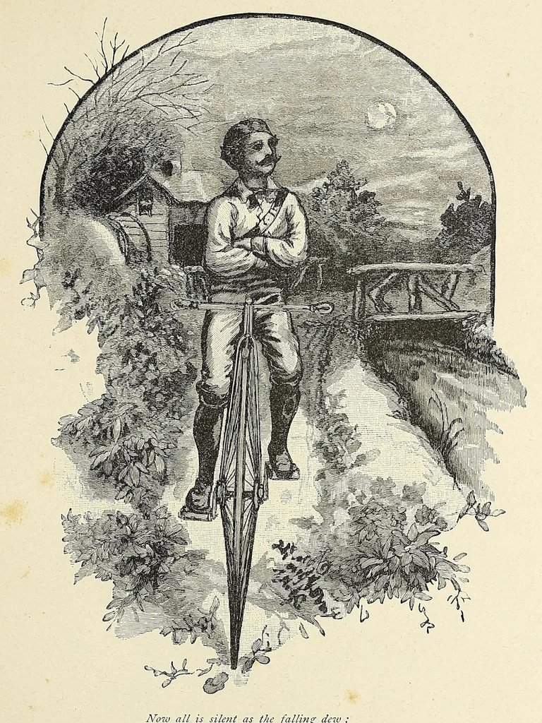 An illustration from Wheel songs : poems of bicycling, 1884, leaf 23