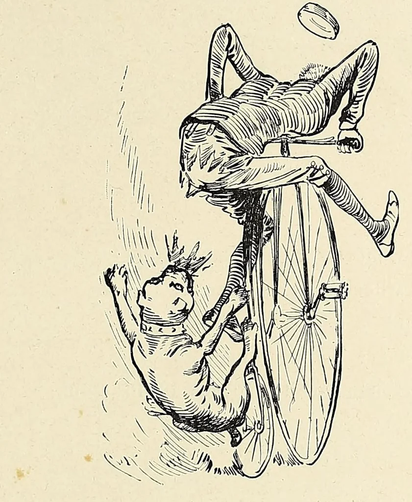 An illustration from Wheel songs : poems of bicycling, 1884, leaf 85
