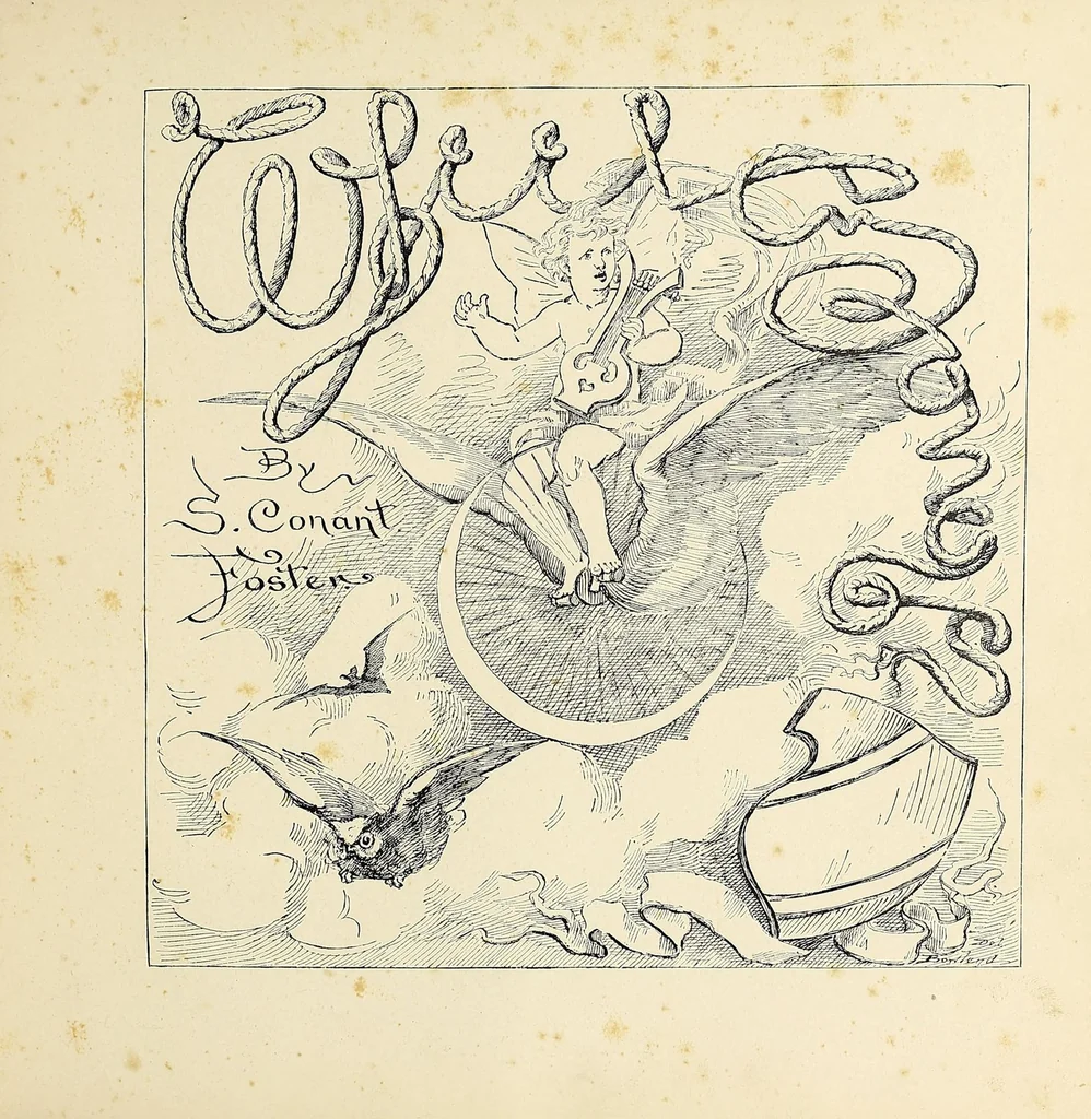 An illustration from Wheel songs : poems of bicycling, 1884, leaf 9