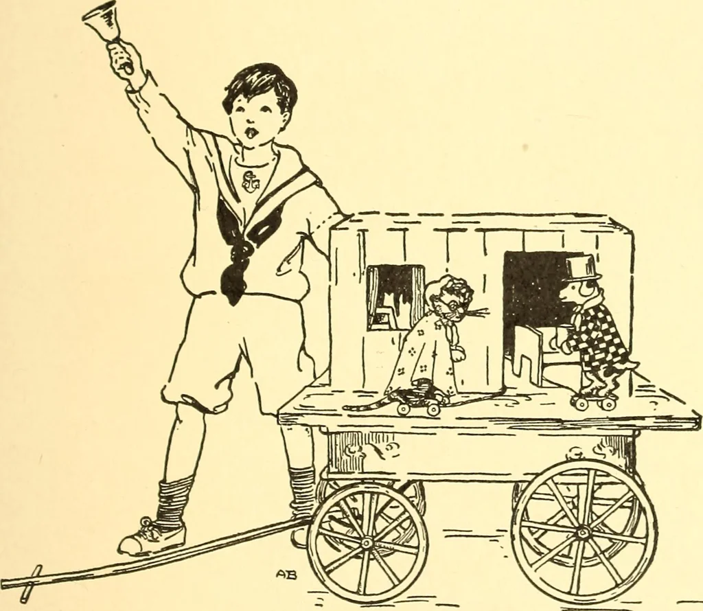 An illustration from When mother lets us play, 1911, leaf 104