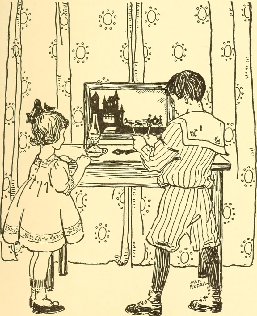 An illustration from When mother lets us play, 1911, leaf 106