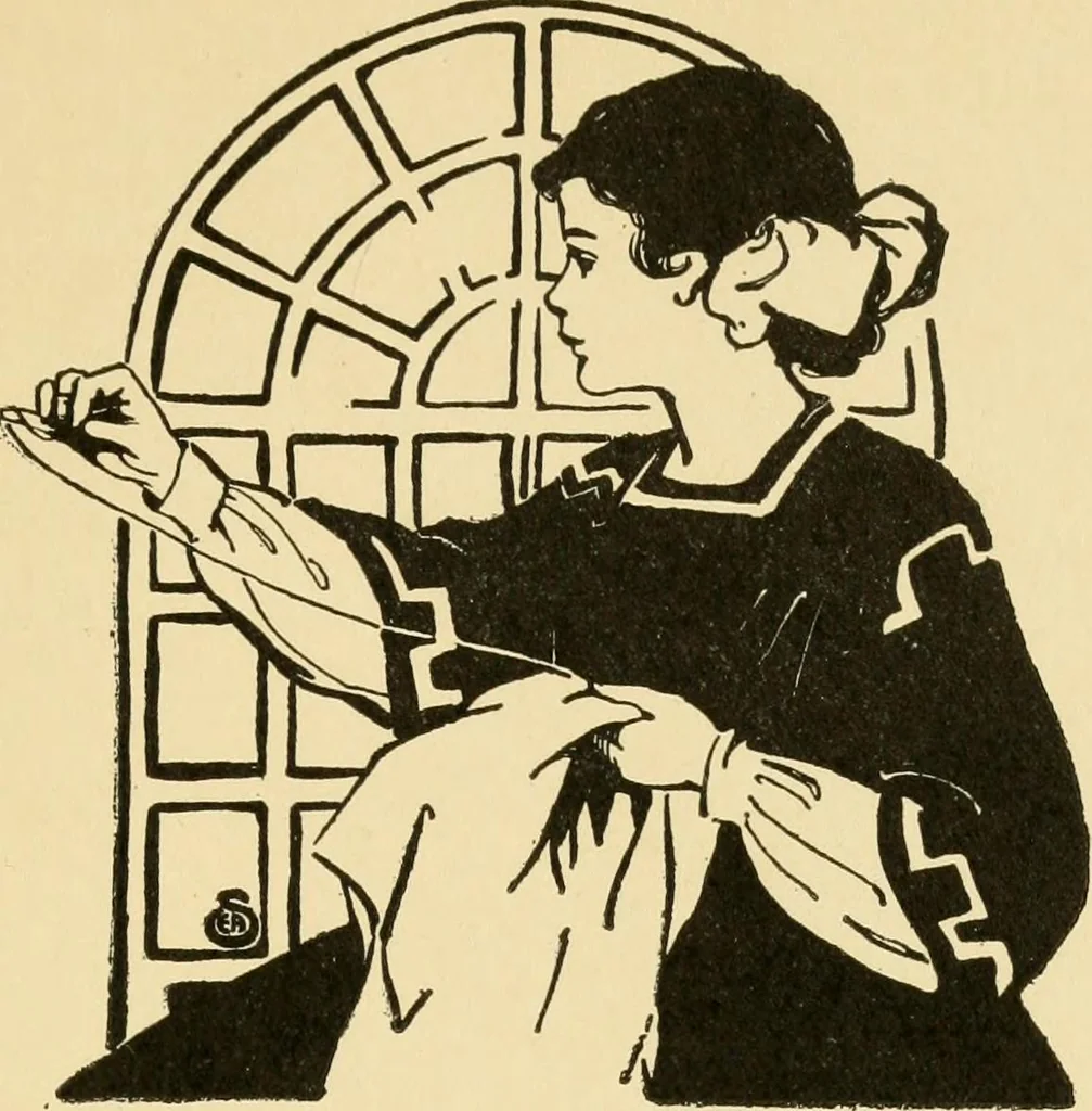 An illustration from When mother lets us sew, 1910, leaf 14